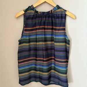 LOFT Women's Petite M Multicolor Striped Sleeveless Blouse Casual